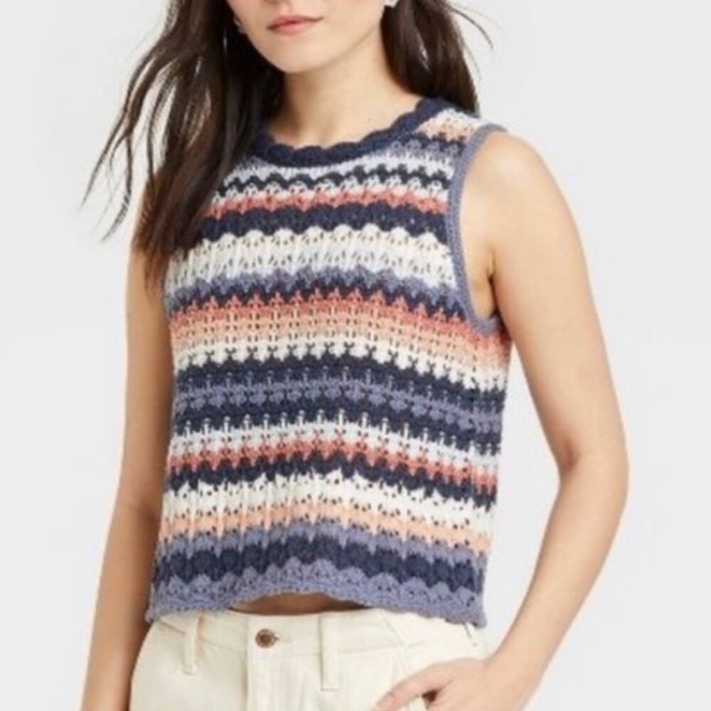 Universal Thread Open Knit Striped Tank Top XS